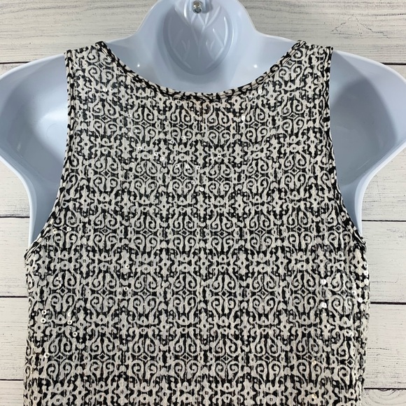 EUC J. Crew “Sunlit” Sequin Tank White/ Black - Picture 5 of 8